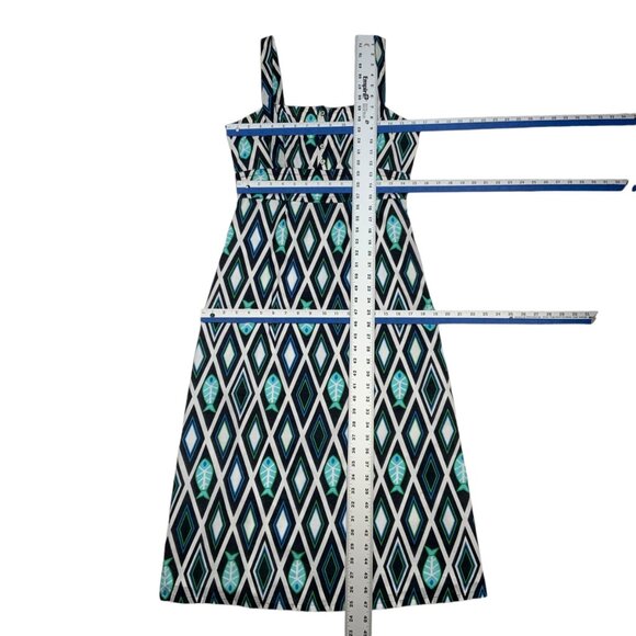 Tory Burch Sundress 6 Blue Fish Design Midi - Picture 4 of 12